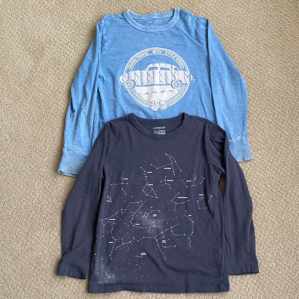 A bundle of 2 Crewcuts long sleeve shirts size 6-7
